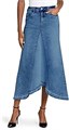 Джинсовая макси-юбка Fisoew с высокой талией и асимметричным подолом, 68% хлопок, 30% полиэстер 11246331