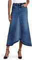 Джинсовая макси-юбка Fisoew с высокой талией и асимметричным подолом, 68% хлопок, 30% полиэстер 11246331