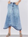 Джинсовая макси-юбка Fisoew с высокой талией и асимметричным подолом, 68% хлопок, 30% полиэстер 11246331