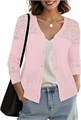 Летний стильный женский кардиган Urban CoCo с вязкой крючком, V-образным вырезом, 3/4-рукавами и пуговицами 11309508