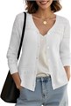 Летний стильный женский кардиган Urban CoCo с вязкой крючком, V-образным вырезом, 3/4-рукавами и пуговицами 11309508