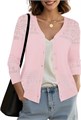 Летний стильный женский кардиган Urban CoCo с вязкой крючком, V-образным вырезом, 3/4-рукавами и пуговицами 11309508