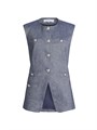Жилет из льна с подушечками на плечах и пуговицами, Tamara от Veronica Beard 11029971