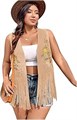 Вышитый жилет с бахромой для полных женщин в хиппи-стиле от Verdusa 11289954