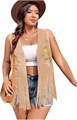 Вышитый жилет с бахромой для полных женщин в хиппи-стиле от Verdusa 11289954