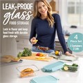 Bentgo Герметичный набор стеклянных контейнеров для хранения продуктов, 4 предмета, без BPA, для использования в микроволновой печи и посудомоечной машине 11243358