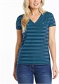 Женская хлопковая футболка Nautica с V-образным вырезом и классическим полосатым дизайном 11253304