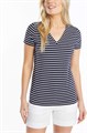 Женская хлопковая футболка Nautica с V-образным вырезом и классическим полосатым дизайном 11253304
