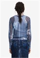 Женский полупрозрачный лонгслив Desigual с эффектом денима, 85% вискоза, 15% полиэстер 11291575