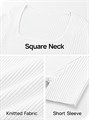 Футболка MEROKEETY из ребристого трикотажа с коротким рукавом и квадратным вырезом, 50% вискоза, 2025 11242267
