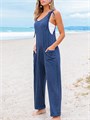 Тёмно-синий комбинезон CUPSHE для женщин с глубоким вырезом, без рукавов, с завязками и карманами, удобный для отдыха 11268709
