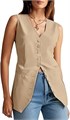 Женский жилет Cicy Bell с пуговицами, приталенный, с V-образным вырезом, безрукавный, для летнего офисного стиля 11244488