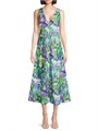 Natori Макси-платье Ayame с акварельным цветочным принтом, 97% хлопок, V-образный вырез 11027242