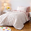 Amazon Basics Розовый жаккардовый комплект из 5 предметов с одеялом и простынями для детской кровати, полутороспальный, микрофибра 11269242
