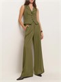 Летний комплект Cicy Bell: жилет и широкие брюки, 2 предмета, с пуговицами и V-образным вырезом 11246152