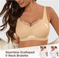 Бра Deangelmon без каркаса, женское, бесшовное, комфортное для ежедневной носки, с волнистым V-образным вырезом 11270077