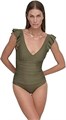 Слитный купальник DKNY с оборками на плечах, V-образным вырезом и эффектом утягивания 11242606