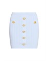 Мини-юбка Balmain из узорчатого трикотажа с декоративными золотыми пуговицами, 83% вискоза, Италия 11025697