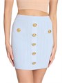 Мини-юбка Balmain из узорчатого трикотажа с декоративными золотыми пуговицами, 83% вискоза, Италия 11025697