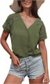 Женская блуза CUPSHE из 100% хлопка с V-образным вырезом и короткими рукавами, идеальная для работы и отдыха 11262520