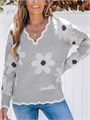 Женский осенний лонгслив-свитер Cupshe с цветочным принтом и V-образным вырезом для стильного образа 11271947