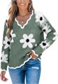 Женский осенний лонгслив-свитер Cupshe с цветочным принтом и V-образным вырезом для стильного образа 11271947