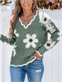 Женский осенний лонгслив-свитер Cupshe с цветочным принтом и V-образным вырезом для стильного образа 11271947