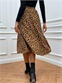 Юбка-миди Milumia с леопардовым принтом, высокая талия, расклешенная, из полиэстера 11283894