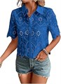 Женская блуза с короткими рукавами от SweatyRocks с пуговицами, вышивкой и вырезами в стиле бохо 11277454