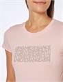 A|X Armani Exchange Футболка A | X ARMANI EXCHANGE из пима хлопка с круглым вырезом и логотипом в блоковом узоре, розовая 11277464