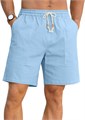 Мужские льняные хлопковые шорты Sailwind 7 дюймов с эластичным поясом и завязками, идеальные для лета 11293987