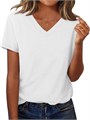 Базовая футболка с коротким рукавом и V-образным вырезом Zeagoo, летняя одежда для женщин 11306529