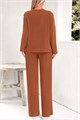Женский комплект домашней одежды Prettygarden из 2-х предметов: лонгслив с V-образным вырезом и широкие брюки с карманами 11248079