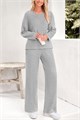 Женский комплект домашней одежды Prettygarden из 2-х предметов: лонгслив с V-образным вырезом и широкие брюки с карманами 11248079