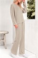Женский комплект домашней одежды Prettygarden из 2-х предметов: лонгслив с V-образным вырезом и широкие брюки с карманами 11248079