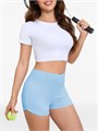 Женские высокие хлопковые йога-шорты Fisoew с контролем живота для занятий спортом 11242356