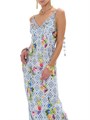 Макси-сарафан из 100% льна с цветочным принтом от Camilla, закрытая спина, стильный V-образный вырез 11023462