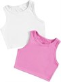 Комплект из 2 базовых молодежных кроп-топов Milumia из рибаны, с круглым вырезом, без рукавов 11272577