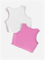 Комплект из 2 базовых молодежных кроп-топов Milumia из рибаны, с круглым вырезом, без рукавов 11272577