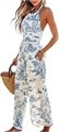 Модный комбинезон Cupshe с цветочным принтом, без рукавов, с карманами и широкими штанинами 11310512