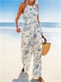 Модный комбинезон Cupshe с цветочным принтом, без рукавов, с карманами и широкими штанинами 11310512