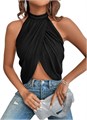 Удобный асимметричный топ без рукавов GORGLITTER с открытой спиной и стразами 11305128