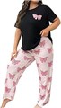 Комплект пижам GORGLITTER для женщин в больших размерах, 2 предмета: футболка с коротким рукавом и длинные брюки с цветочным принтом 11297203