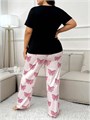 Комплект пижам GORGLITTER для женщин в больших размерах, 2 предмета: футболка с коротким рукавом и длинные брюки с цветочным принтом 11297203