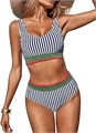 Сексуальное бикини Fisoew с завязкой на шее и высоким поясом, двухкомплектный купальник без спины 11307989