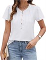 Стильные женские белые плетёные блузки Blooming Jelly с коротким рукавом и пуговицами для повседневной носки 11279201