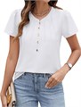 Стильные женские белые плетёные блузки Blooming Jelly с коротким рукавом и пуговицами для повседневной носки 11279201