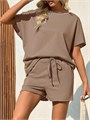 Летний женский комплект Fisoew из 2 предметов: оверсайз футболка с коротким рукавом и тренировочные шорты 11259363