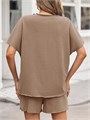 Летний женский комплект Fisoew из 2 предметов: оверсайз футболка с коротким рукавом и тренировочные шорты 11259363