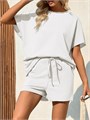 Летний женский комплект Fisoew из 2 предметов: оверсайз футболка с коротким рукавом и тренировочные шорты 11259363